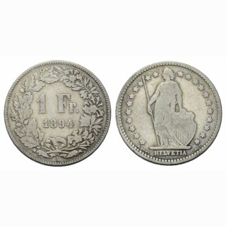 Schweiz 1 Franken 1894 A Stehende Helvetia