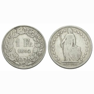 Schweiz 1 Franken  1894 A Stehende Helvetia