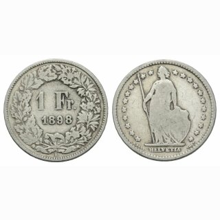 Schweiz 1 Franken 1898 B Stehende Helvetia