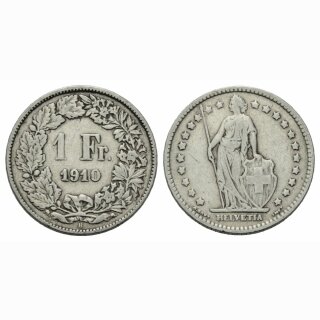 Schweiz 1 Franken  1910 B Stehende Helvetia