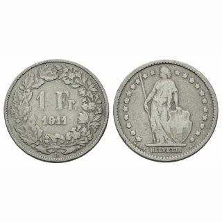 Schweiz 1 Franken  1911 B Stehende Helvetia