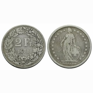 Schweiz 2 Franken  1878 B Stehende Helvetia