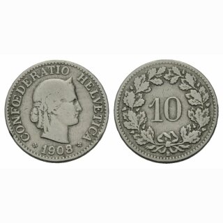 Schweiz 10 Rappen  1908 B
