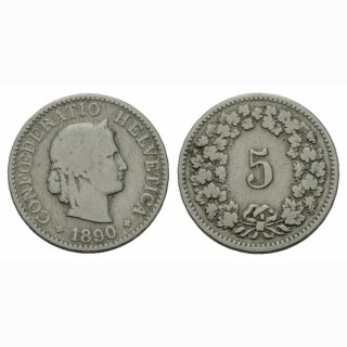Schweiz 5 Rappen  1890 B