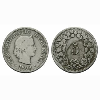 Schweiz 5 Rappen  1893 B