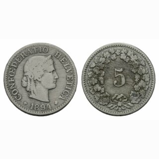 Schweiz 5 Rappen  1894 B