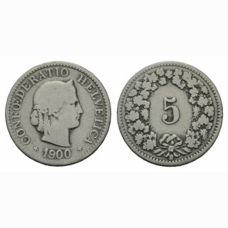 Schweiz 5 Rappen  1900 B