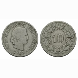 Schweiz 10 Rappen  1898 B offene 9